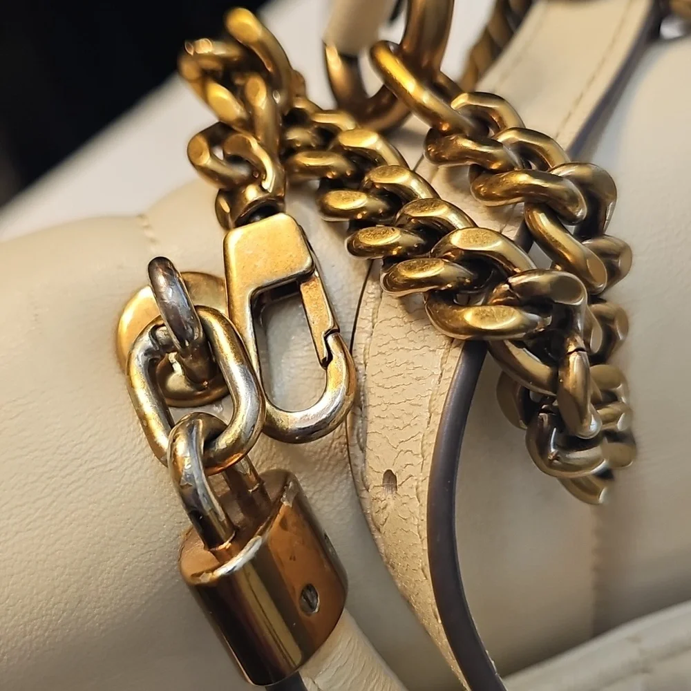 Tory Burch Kira Quilted Satchel Leather Wirh Crossbody Strap Cream
